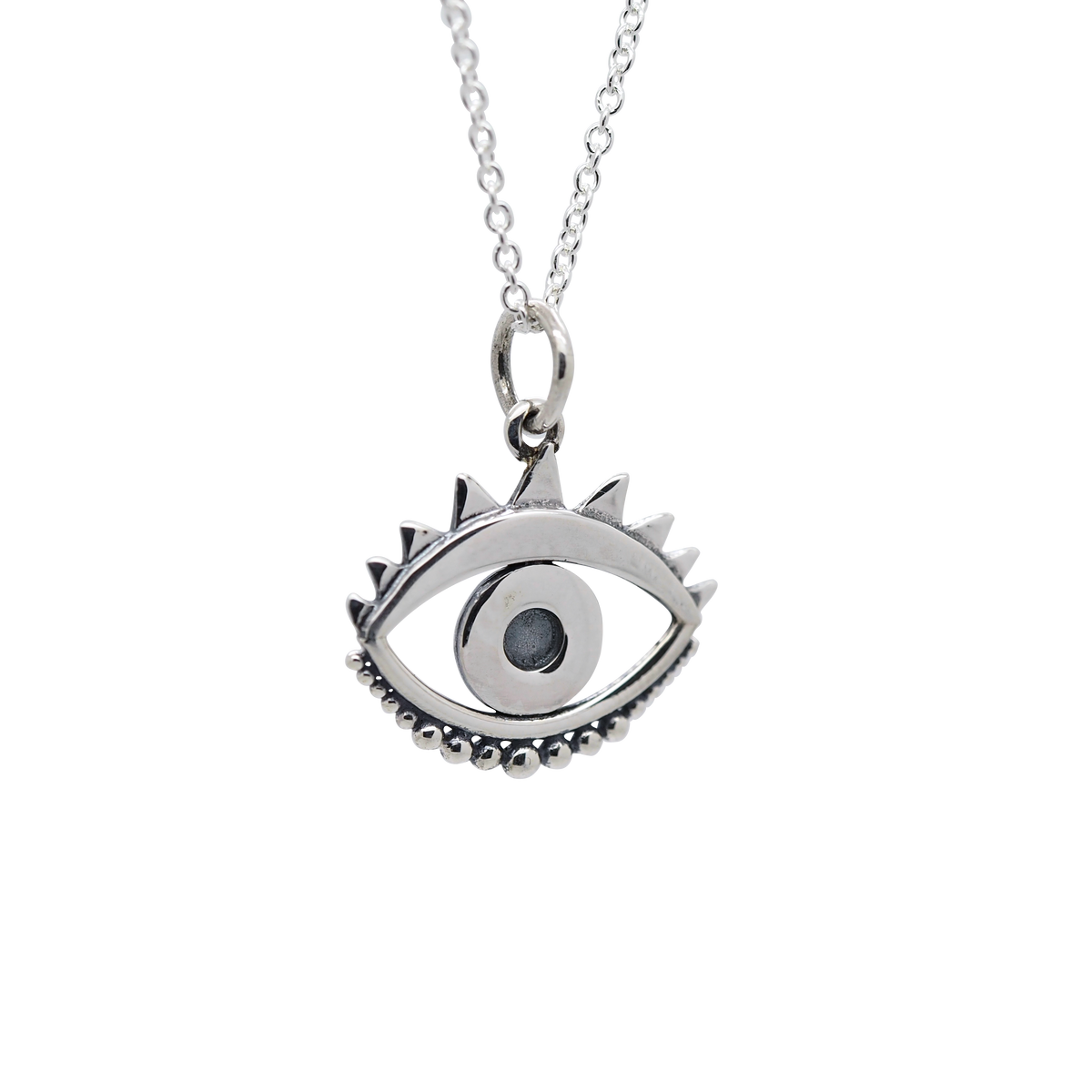 Sterling Silver Evil Eye Necklace Empty Casket