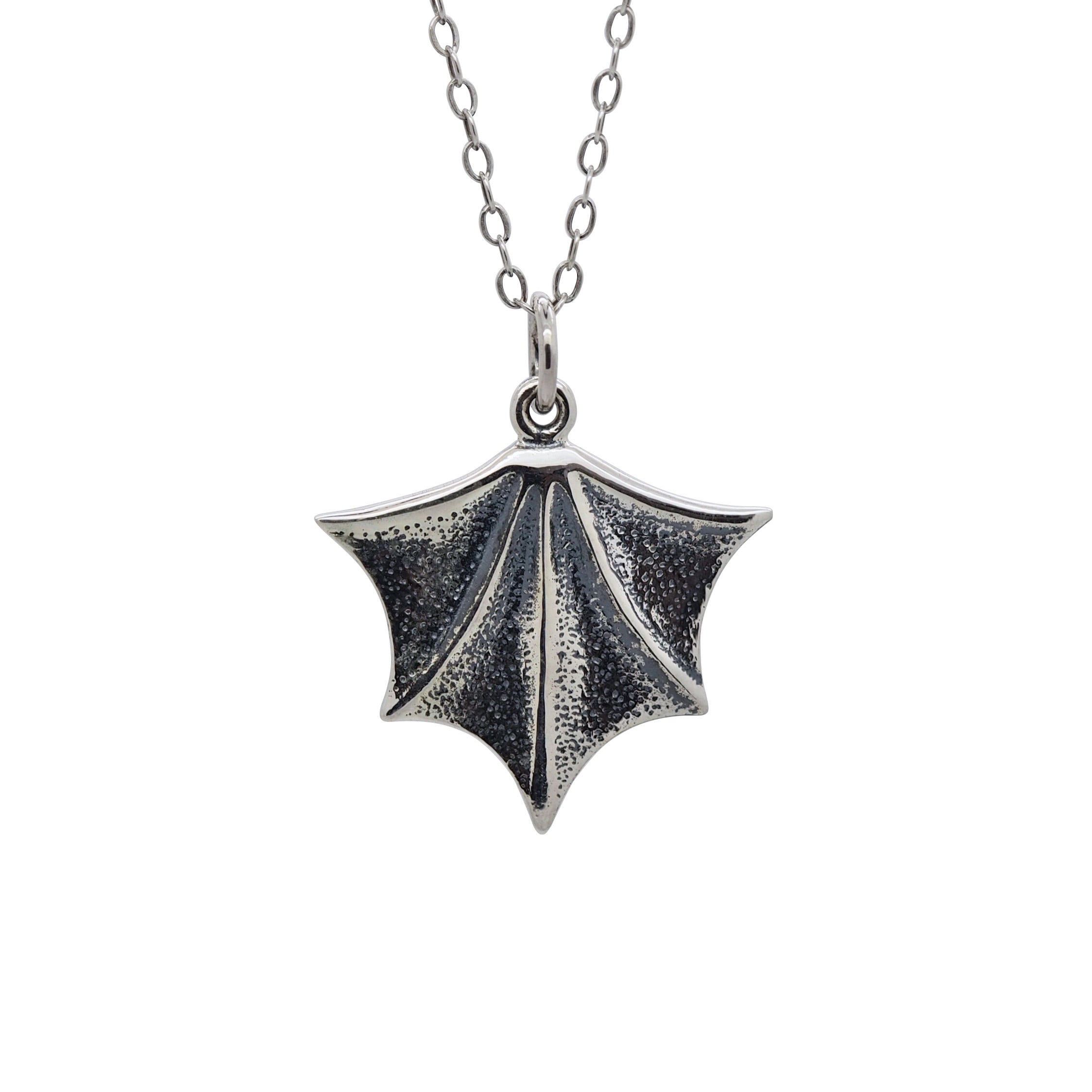 Sterling Silver Whitby Jet Cushion Stone Bat Necklace