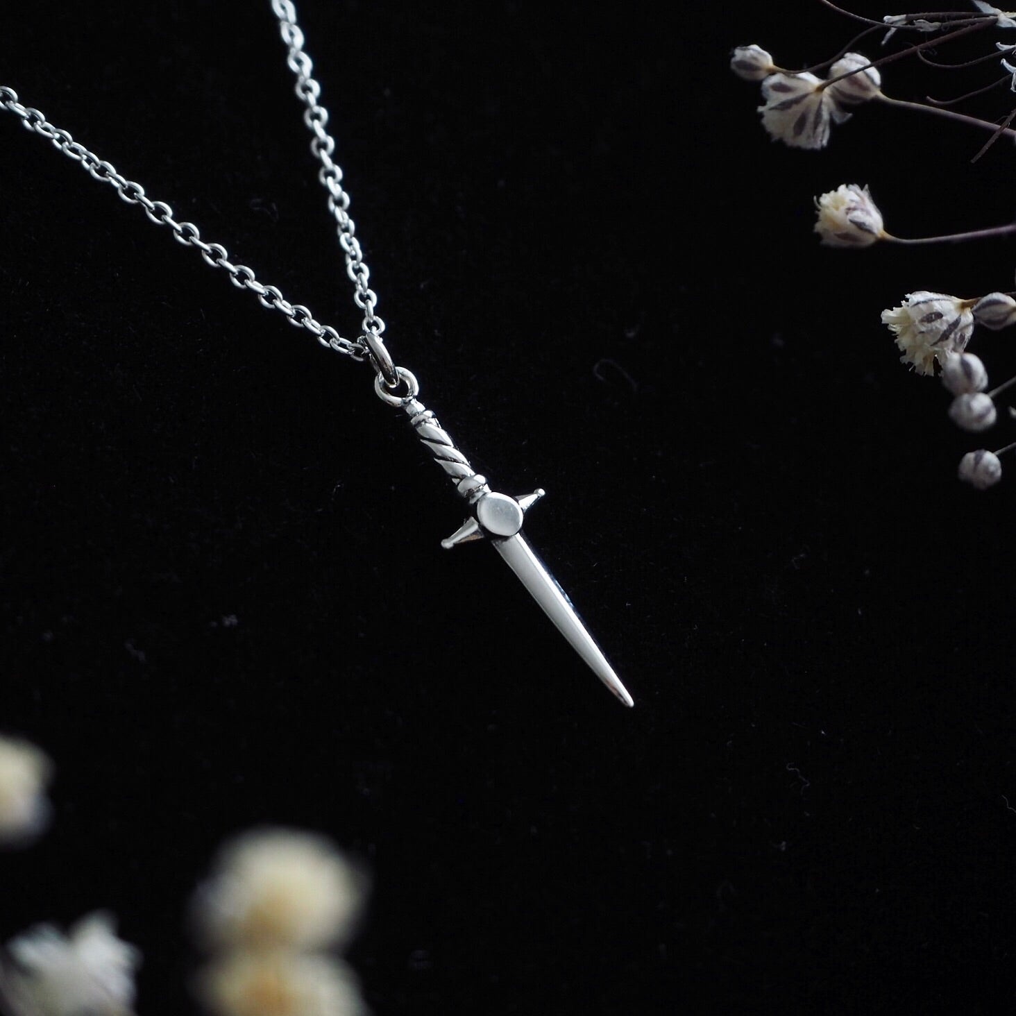 Sterling Silver Cosmic Dagger Necklace